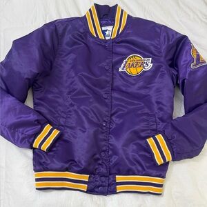 Vintage Starter Los Angeles Lakers Satin Bomber Jacket Purple NBA 90s Medium